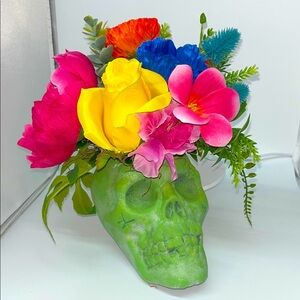 Floral Skull Vase - Tropical - Custom - Hand Made